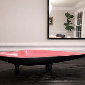 Large vintage Mcm Royal Haeger USA console bowl / pink & black